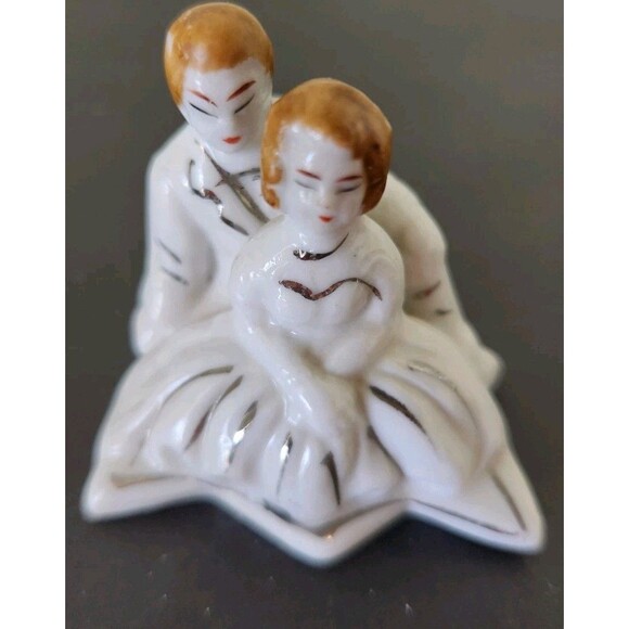 VTG Porcelain Cake Topper Wedding National Supply Co Japan 2 Inch Bride Groom - Picture 5 of 7
